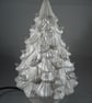 White Glittery Ceramic Xmas Christmas Tree Table Lamp Light Ornament Decoration. - Image 2