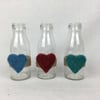 Simple bottle vase with needle felted heart, various colours