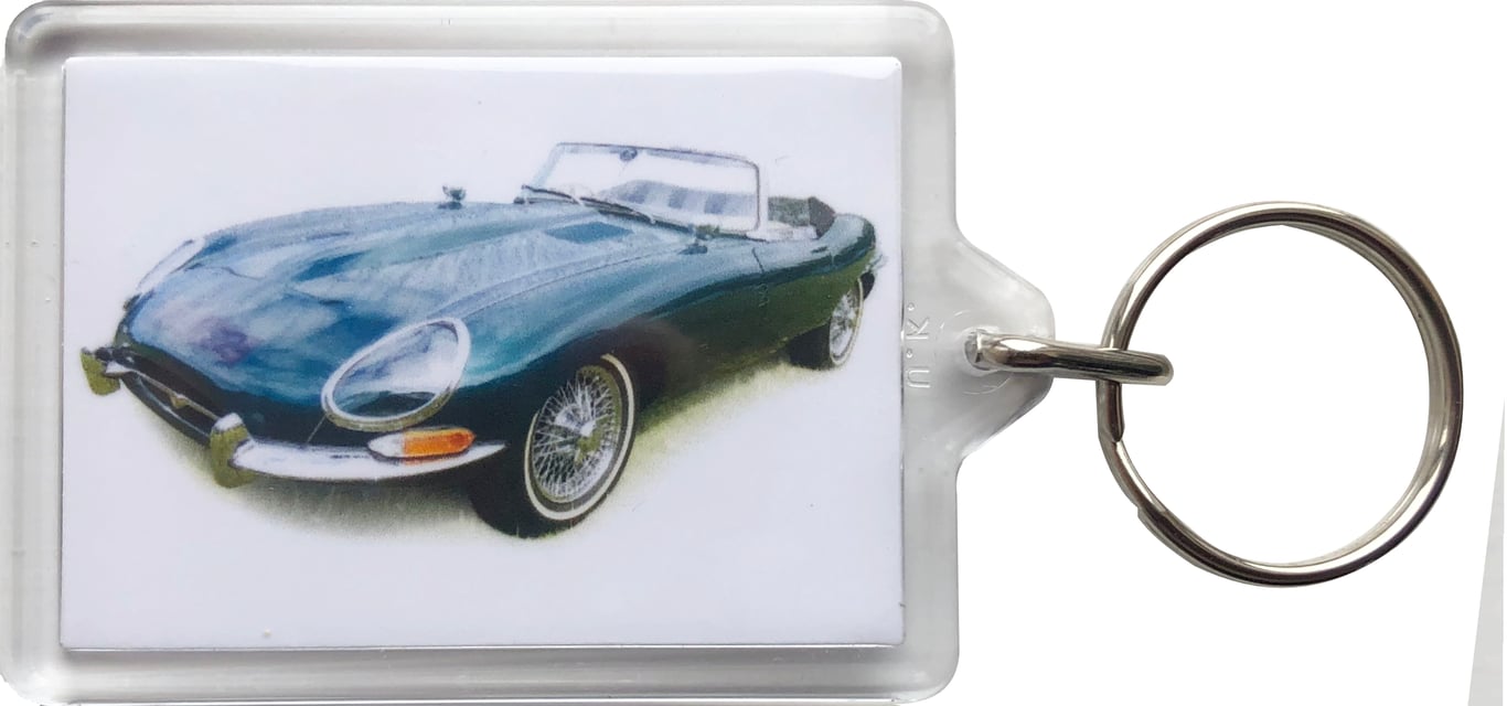 Jaguar E-Type Mk1 1968 - Keyring with 50x35mm Insert - Car Enthusiast