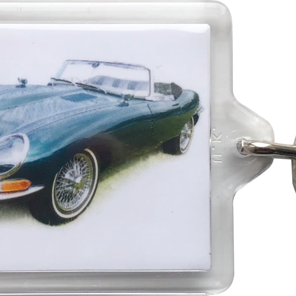 Jaguar E-Type Mk1 1968 - Keyring with 50x35mm Insert - Car Enthusiast