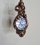Double Sided Blue & White Unique Copper & Glass Pendant Necklace Gift Jewellery  - Image 1