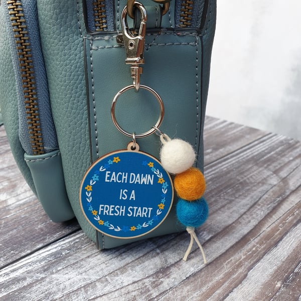 Each Dawn is a Fresh Start Bag Charm Keyring