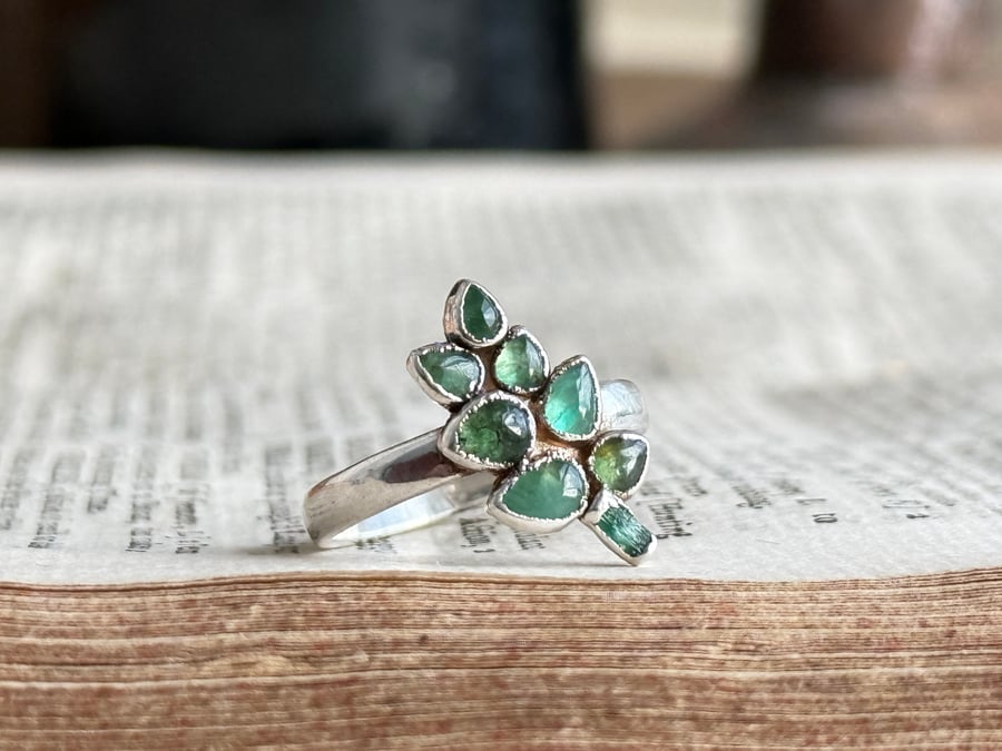 Sterling Silver Emerald Leaf Ring