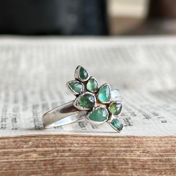 Sterling Silver Emerald Leaf Ring