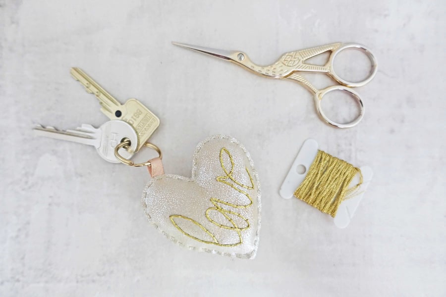 SALE Gold Love Stitched Keyring