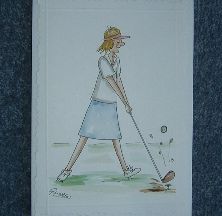golfer cartoon greetings card (ref 704)