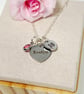 Silver Personalised 10th Birthday Name Necklace Age & Birthstone 