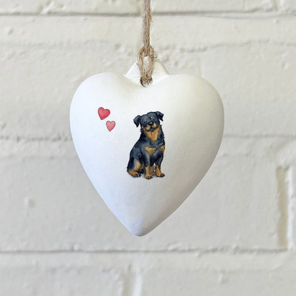 Rottweiler Ceramic Heart Bauble