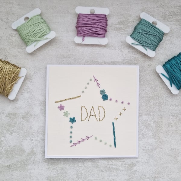 Dad Embroidered Card, Dad Birthday Card, Father's Day Card