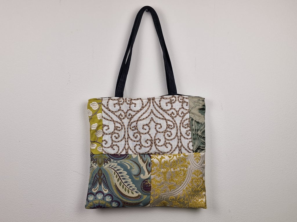 Handmade patchwork shoulder tote bag