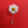 WHITE DAISY PIN Marguerite Daisy Brooch White Wedding Daisy Lapel HAND PAINTED
