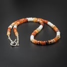 Fire opal necklace and  Karen Hill tribe silver handmade necklace