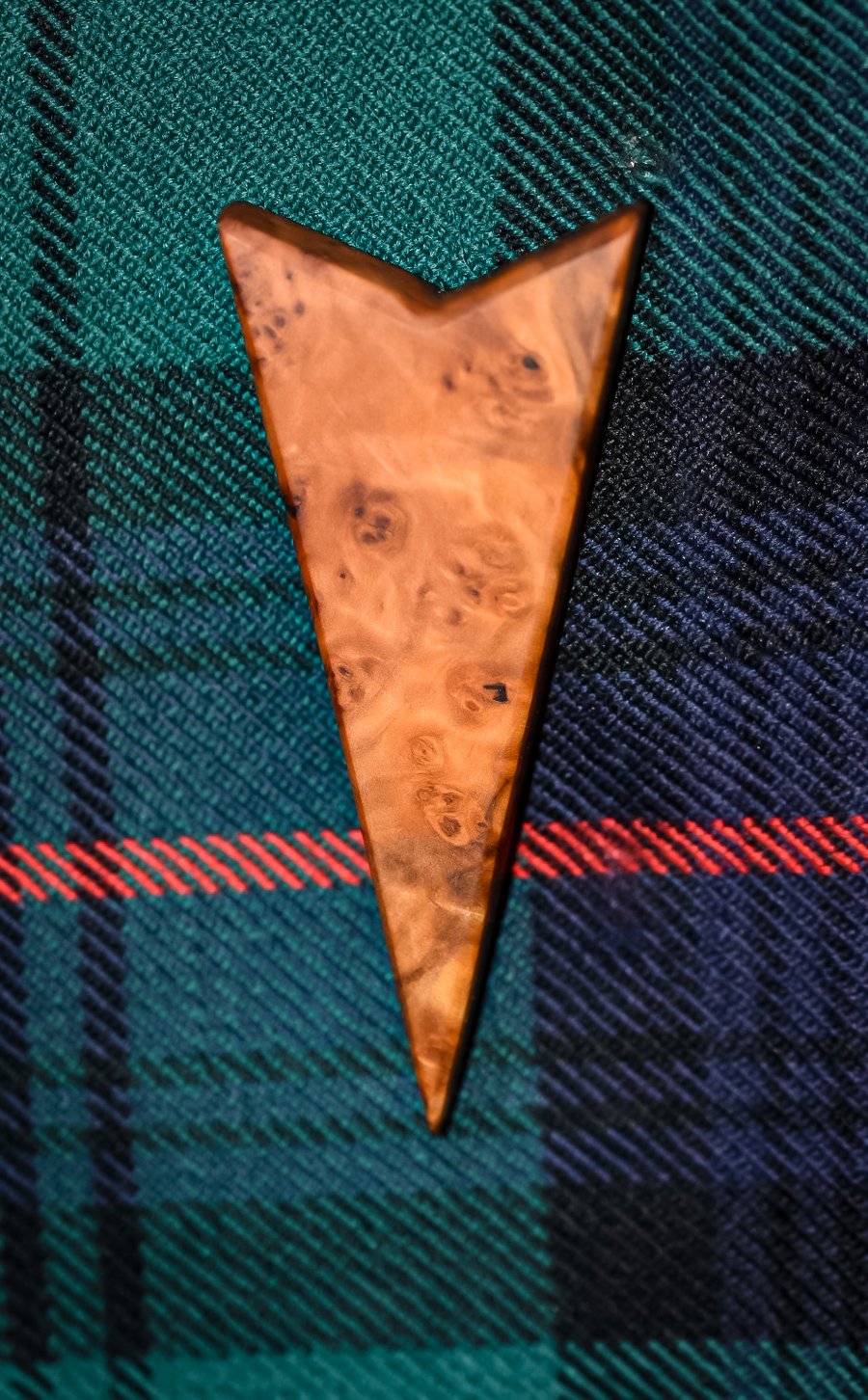 Hand Crafted Aged Scottish Burr Wood Kilt Pin