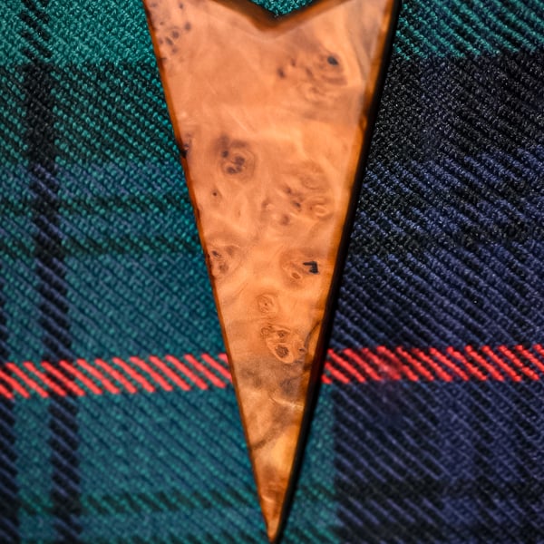 Hand Crafted Aged Scottish Burr Wood Kilt Pin