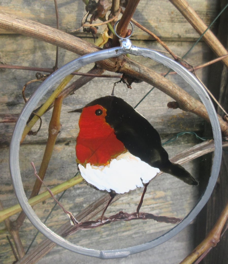 Suncatcher - Robin on branch - small 