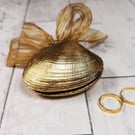 Gold Gilded Seashell Ring Box for Weddings or Beach Proposals
