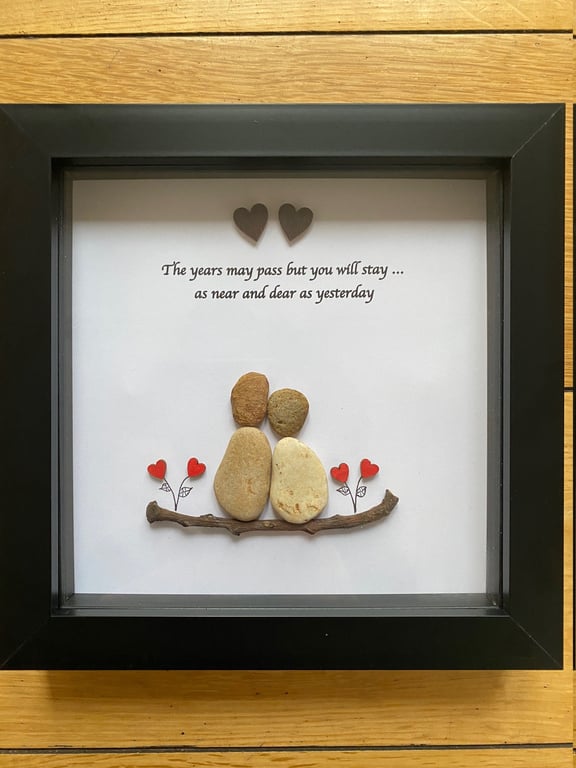 Memorial Keepsake Pebble Frame, Bereavement Pebble Picture, Lost Husband or Wife