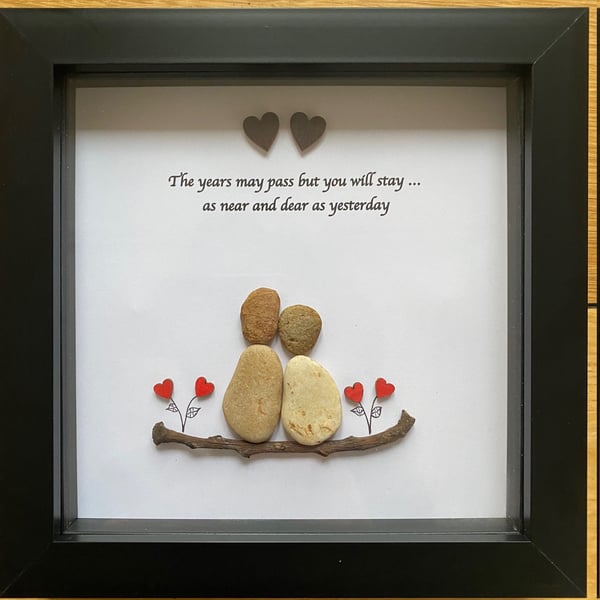 Memorial Keepsake Pebble Frame, Bereavement Pebble Picture, Lost Husband or Wife