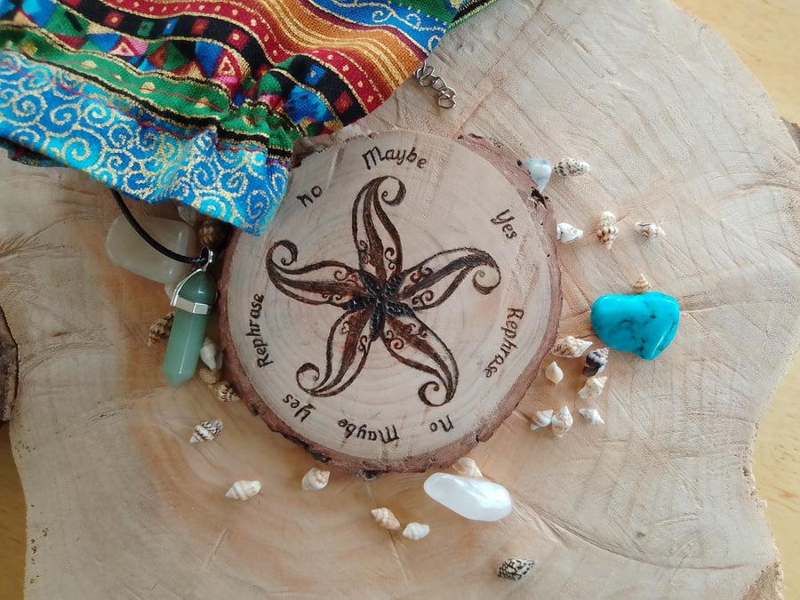 Travel WoodSlice Celtic Starfish Pendulum Board