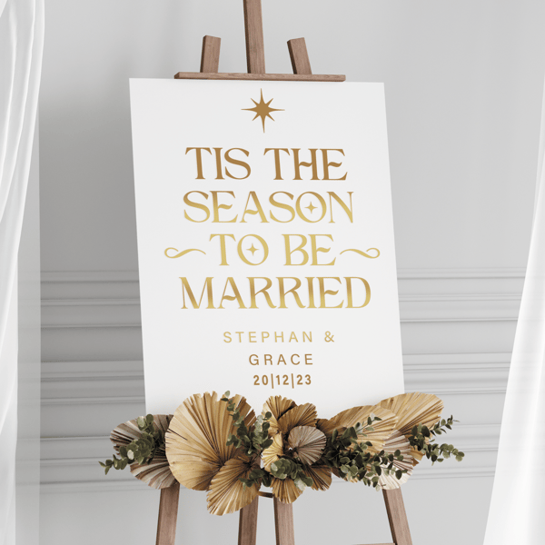 Personalised 'Tis the Season' Wedding Sticker - DIY Sign for Winter Wedding
