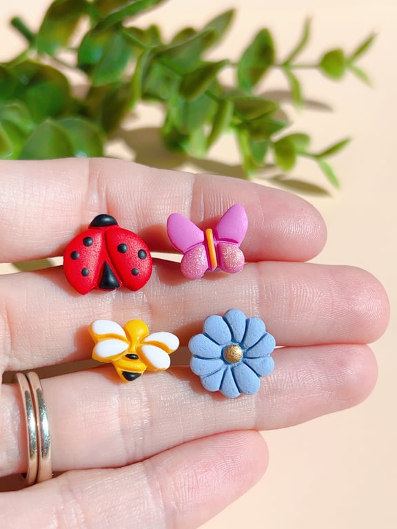 Mismatched Earrings Set, Nature Lover Gift, Ladybird Butterfly Bee Flower