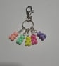 multicoloured charm bear stitch marker keyring set