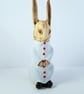 Sculpture Rabbit Ceramic, Pottery Dressed up Animal in Winter Coat & Boots - Image 1