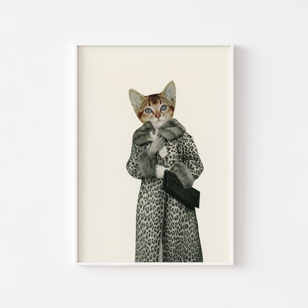 Cat Art Print - Kitten Dressed as Cat