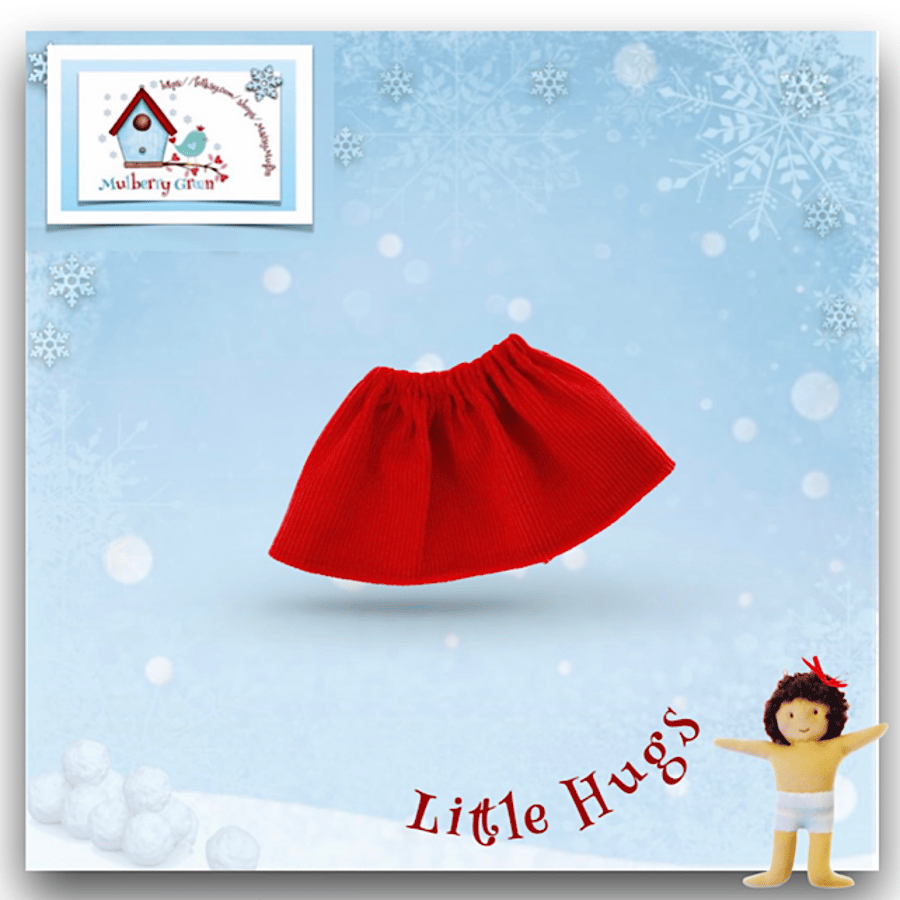 Red Corduroy Skirt to fit the Little Hugs dolls and Baby Daisy