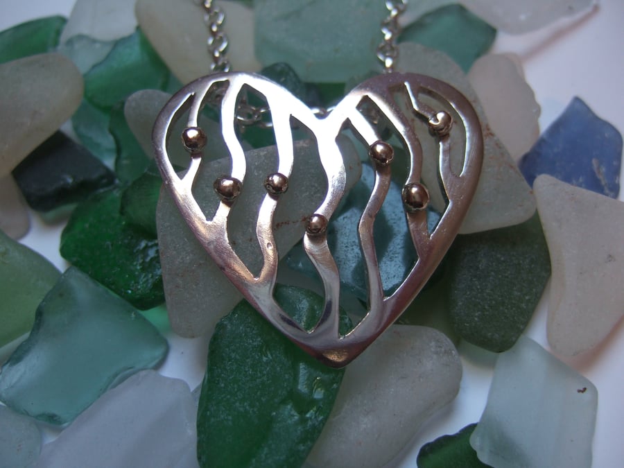 Sterling Silver Fretwork Heart Pendant