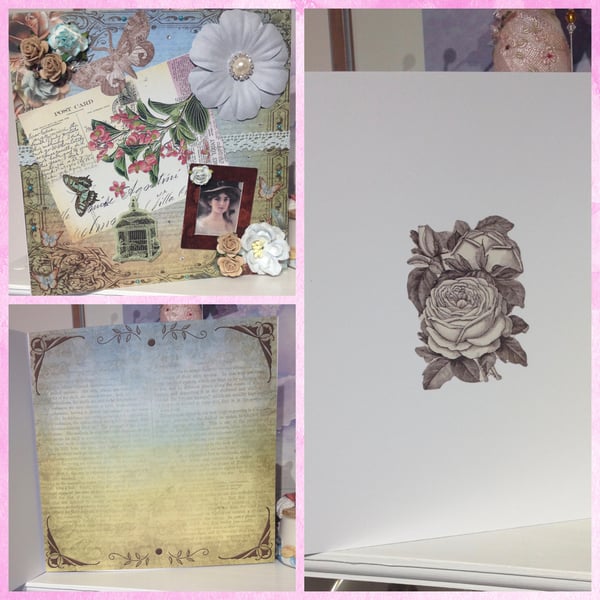 Greeting Card - Vintage Rose and Floral  (Venicia) by Carolee Crafts - C105