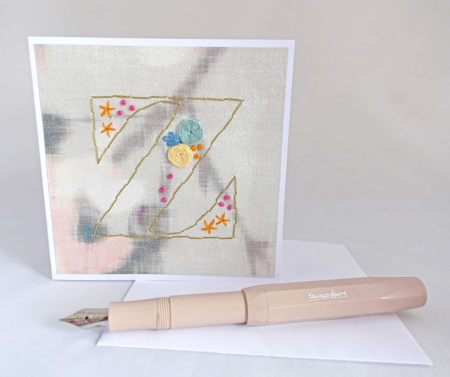 SALE Hand Stitched Letter Z Card