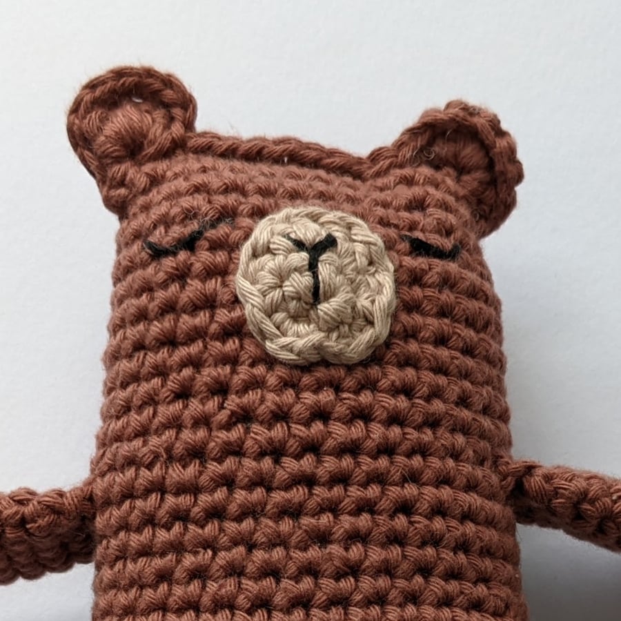 Teddy bear, Brown bear, Crochet toy, Baby gift, Cotton yarn