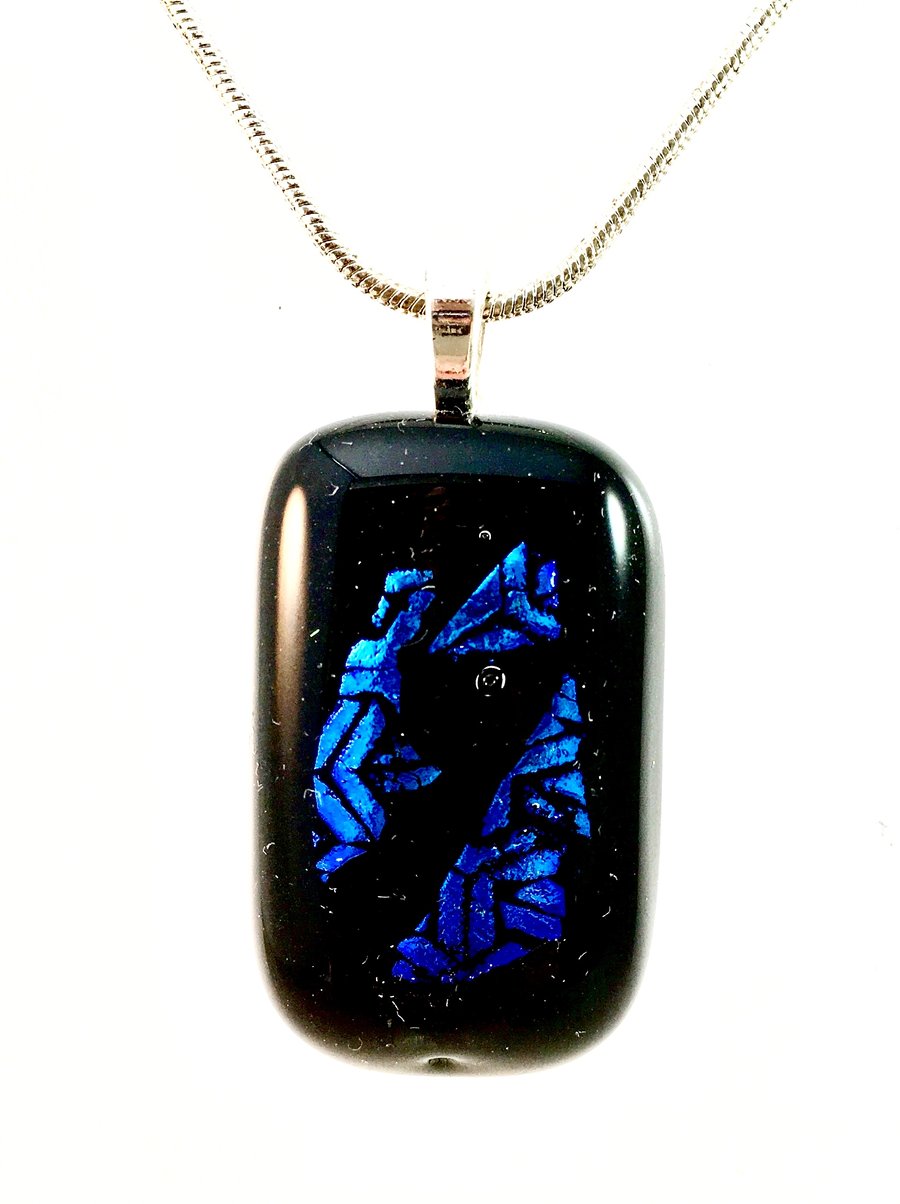 Black and Blue Patterned Dichroic Pendant