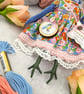 Spindle,  A  Tiny Hand Embroidered Blue Tit Folk Art Doll - Image 4