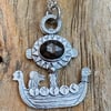 Viking Girl Ship with Rose Cut Sapphire