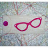 Glasses case - pink applique