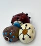 Handmade brown, ivory and turquoise patterned lamp work glass beads - Image 8