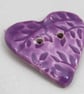 Medium Lilac Purple Leaf Sprig Texture Heart Shaped Ceramic Button - Image 2
