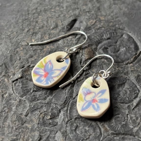 Handmade, unique ceramic earrings, eco friendly gifts.