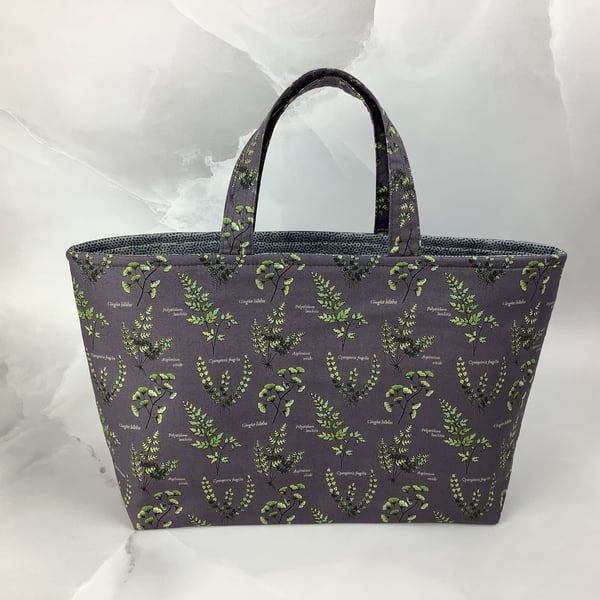 Ferns tote bag, Botanical shopper, handmade in Sussex
