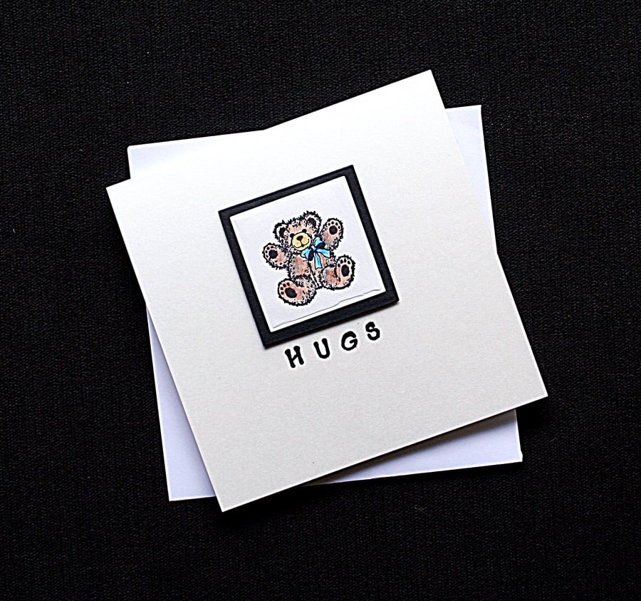 Hugs - Handcrafted (blank ) Card - dr16-0041