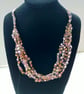 Crocheted necklace, lightweight in pastel shades of pink and yellow - Image 3