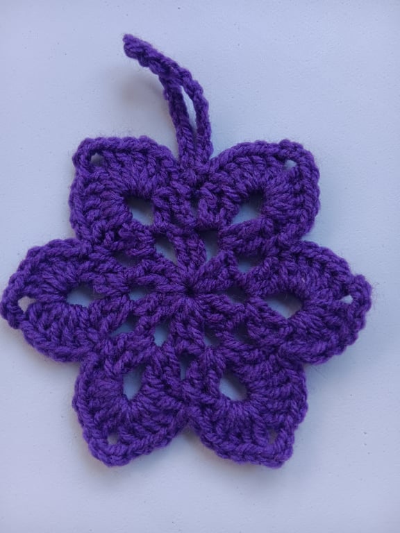 Crochet Christmas Snowflake (Purple) - festive decoration
