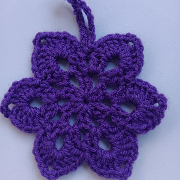 Crochet Christmas Snowflake (Purple) - festive decoration