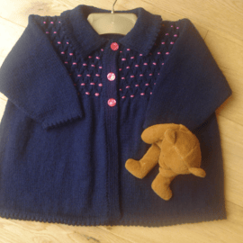 Childs Navy and Pink Embroidered Swing Coat Great For Winter