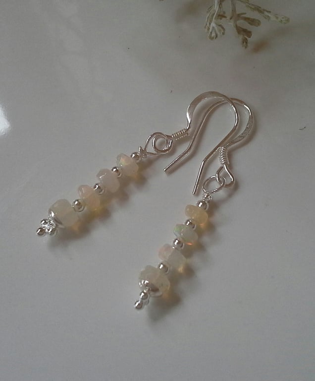Dainty Ethopian Wello Opal Sterling Silver Earrings