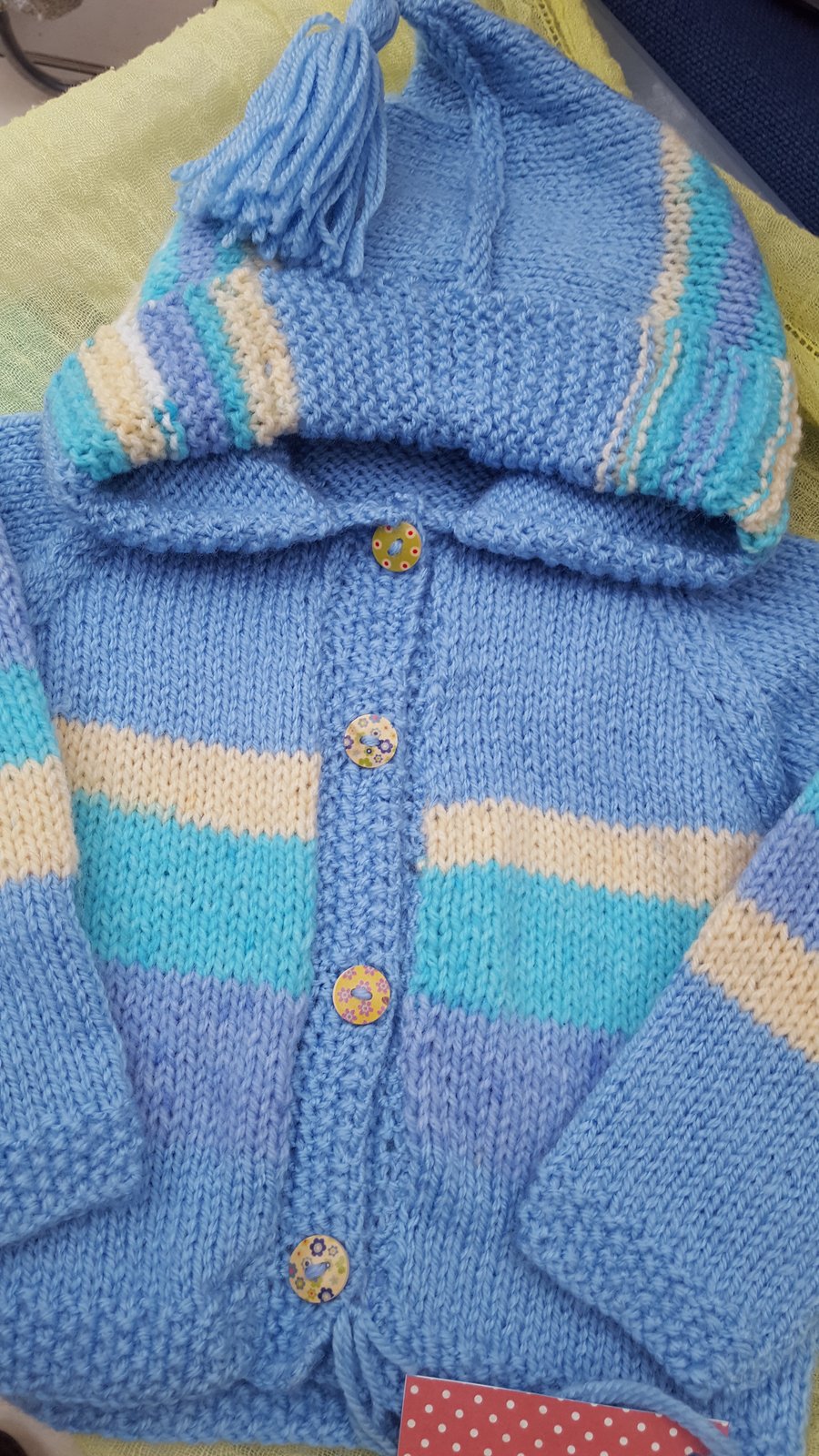 Baby Blue Hand knitted  Hoodie