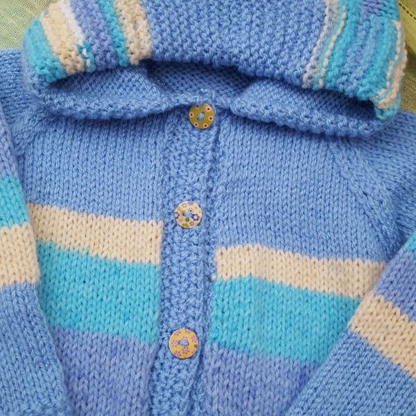 Baby Blue Hand knitted  Hoodie