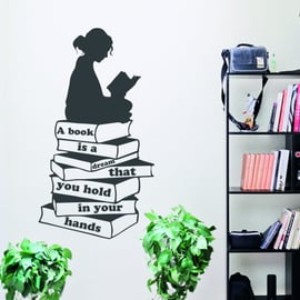 Reading Corner A Book is a Dream Wall Art Quote Stickers Decals Vinyl